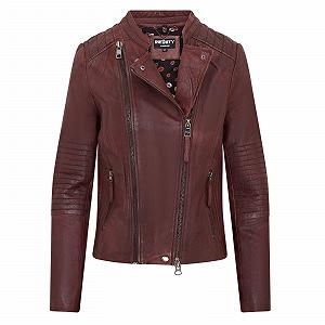 Кожаная Куртка Infinity Leather Классическая Мотоциклетная стеганая бордового цвета для женщин - Фото 1
