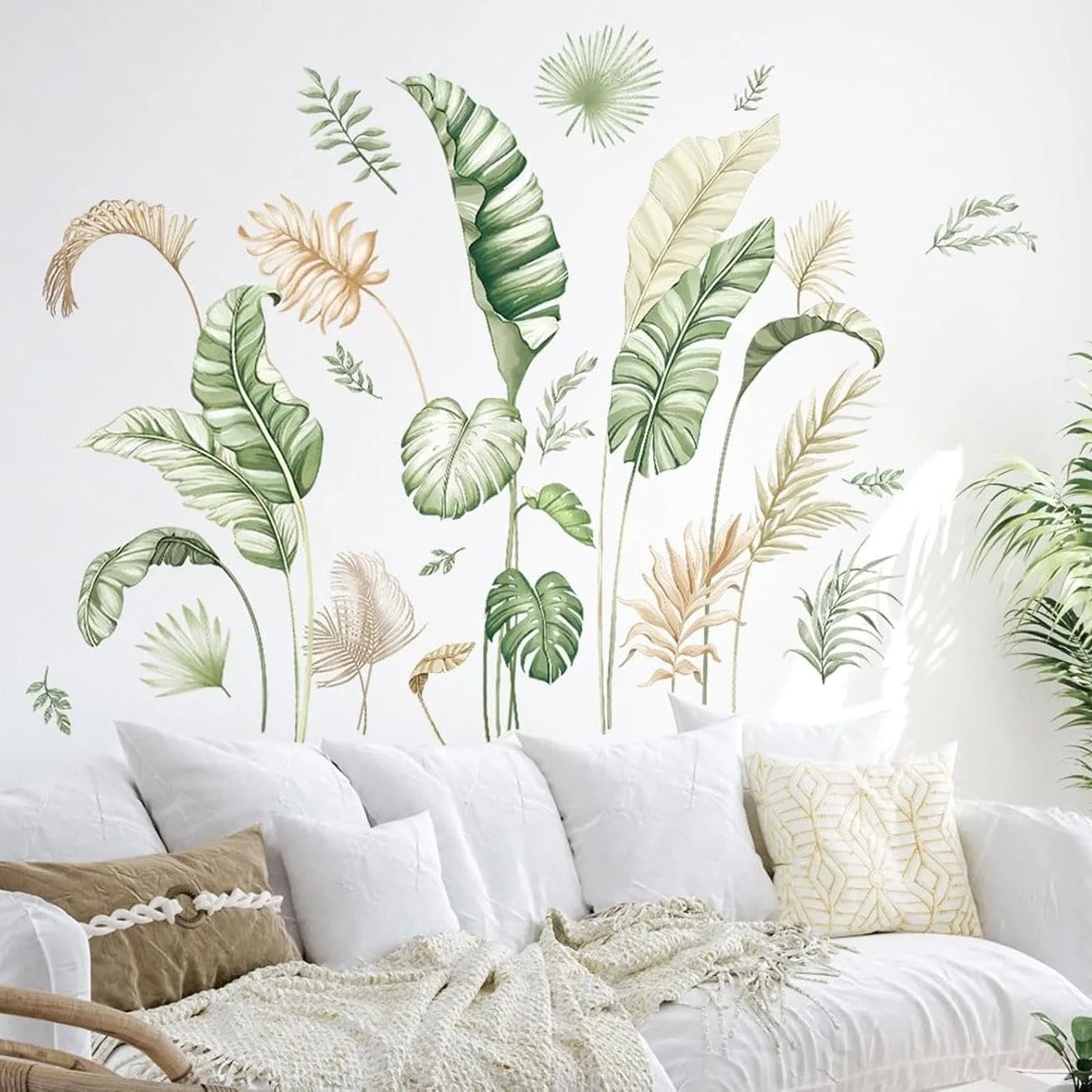 Наклейка на стіну Supzone Boho Tropical Leaves Тропічне листя Зелений, фото №1