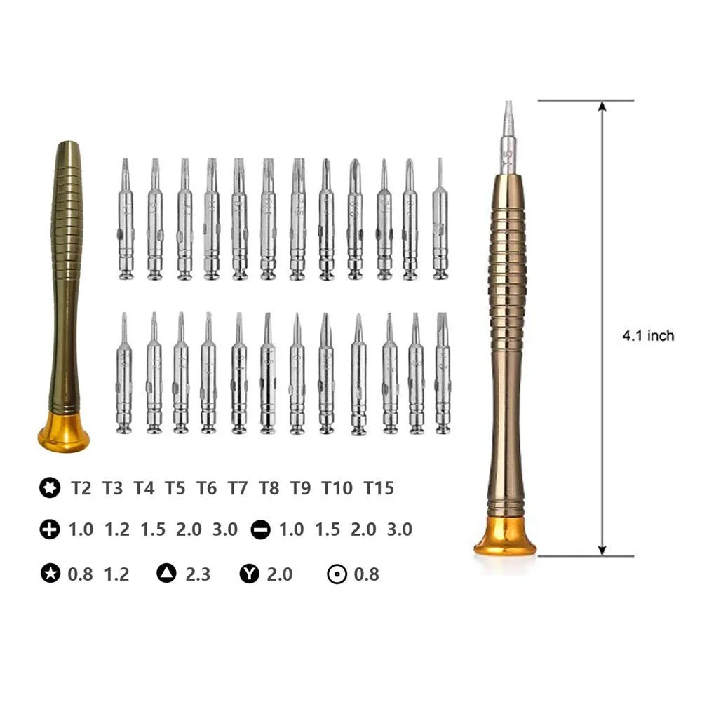 Набор Отверток для ремонта очков Mini 25 в 1 с кожаным чехлом, фото №5