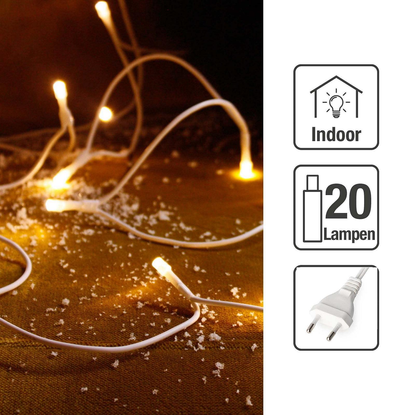 LED Міні-гірлянда Hellum 563986, 20 Mini LED, 285 см Довжина освітлення, живлення від мережі, білий кабель, фото №3