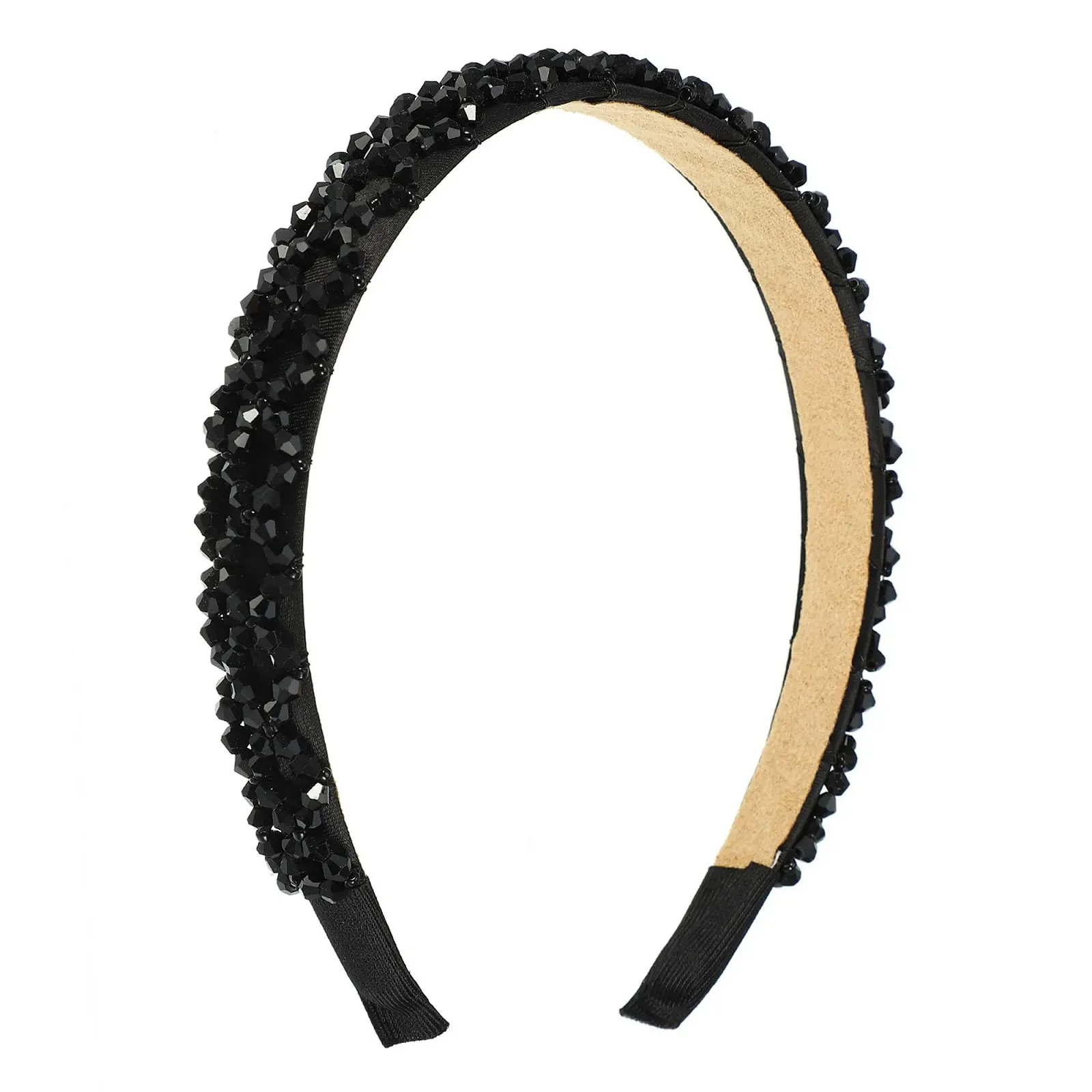 Обруч для волосся VOCOSTE зі стразами для жінок 2 cm шириною, чорний, фото №1