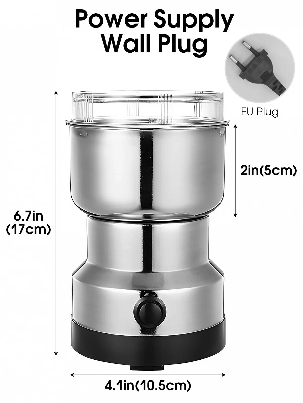 Кофемолка электрическая WASAGA 150 Вт, миксер для кофейных зерен из нержавеющей стали с защитой от перегрева, также для орехов, специй, семян, зерен, фото №2