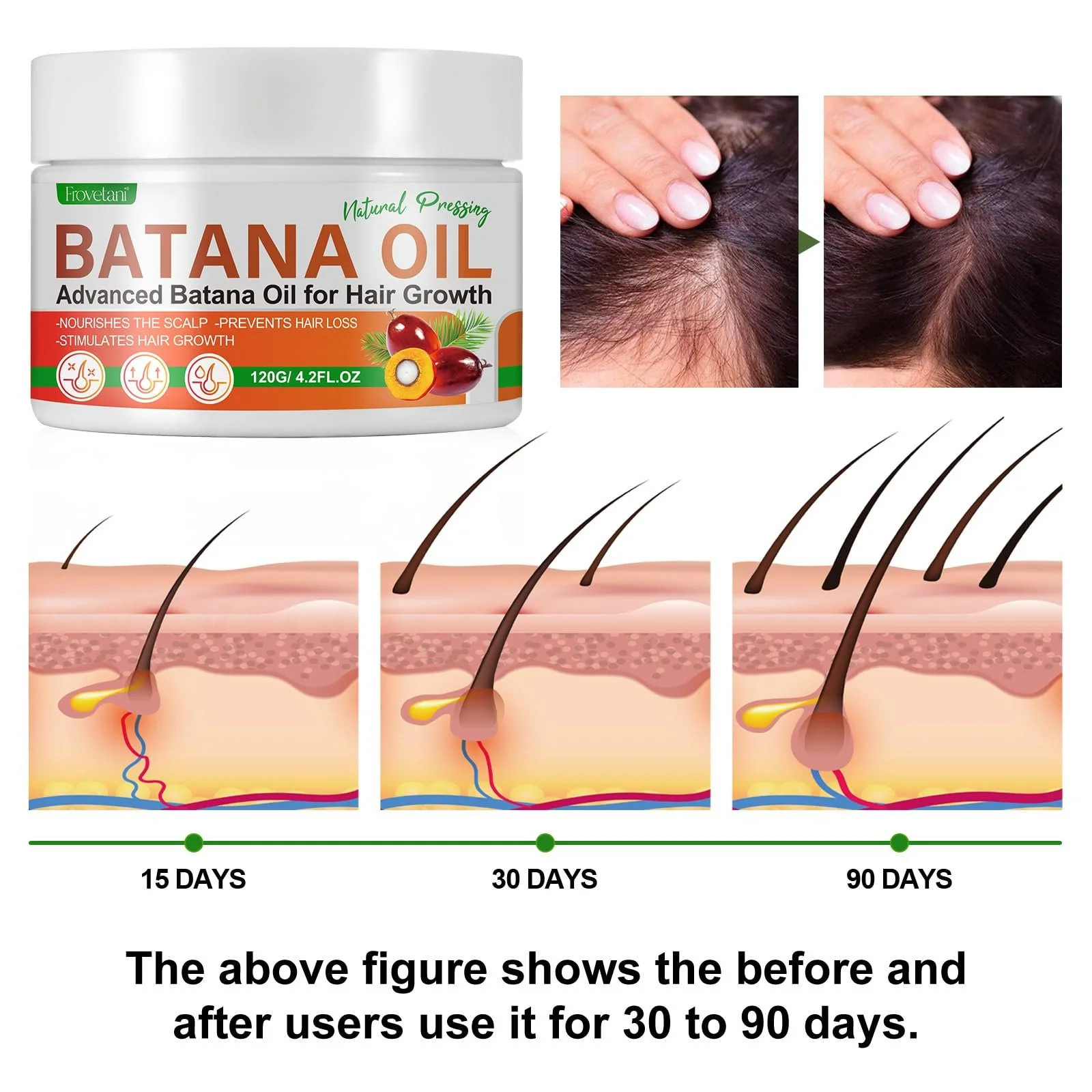 Олія Batana Frovetani для росту волосся, 100% органічна, 220 г, унісекс - для дорослих, фото №7