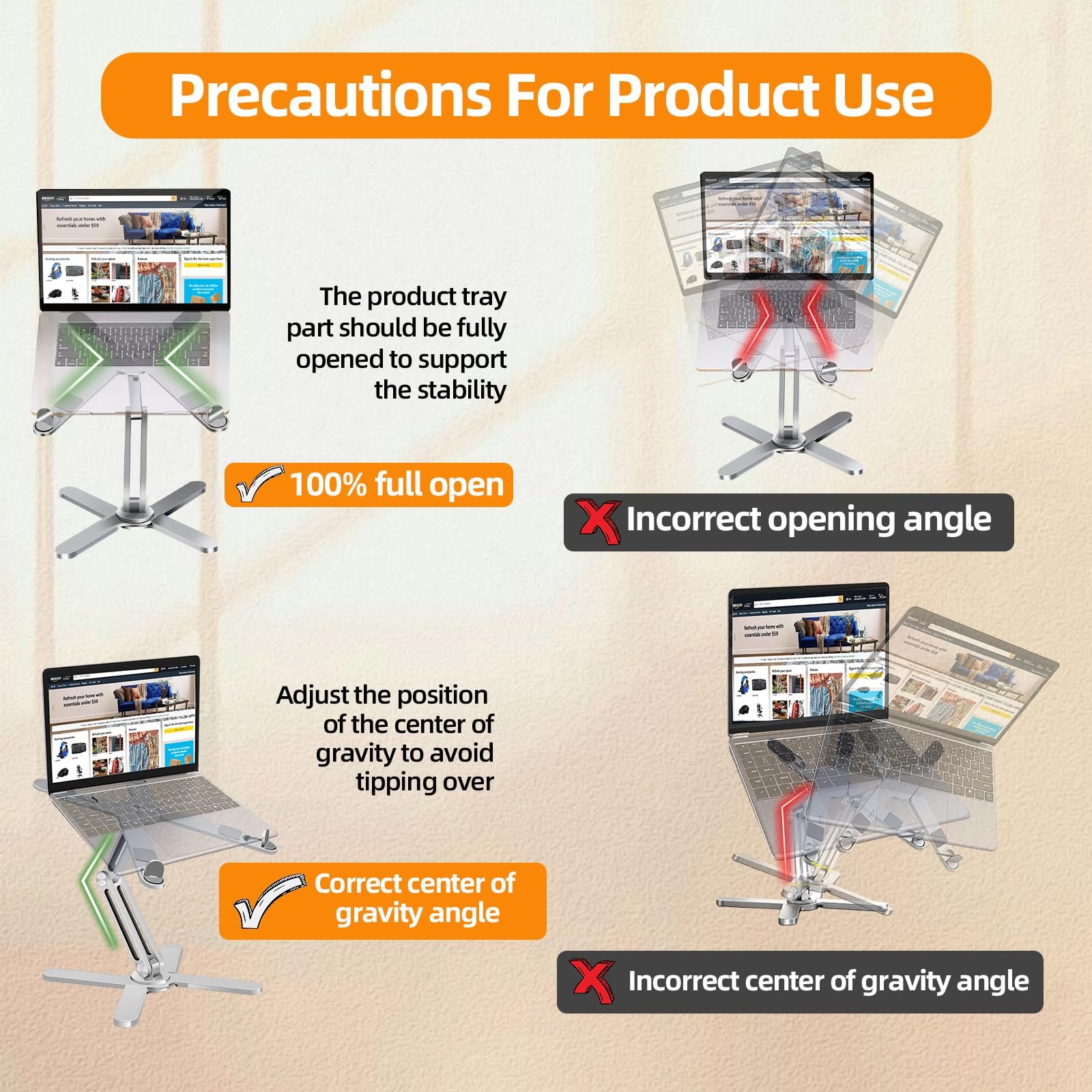 Підставка для ноутбука з основою, що обертається на 360 градусів Metal Desk Holder, фото №6
