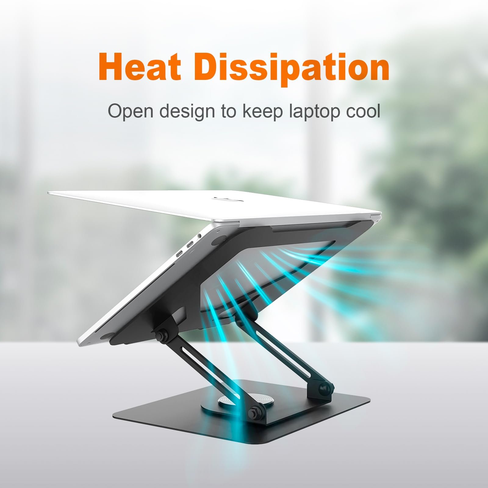 Підставка для ноутбука GRIFEMA GB1050, регульована по висоті, складна, з поворотною основою 360, ергономічна та вентильована - сумісна з MacBook Air/Pro, Dell та ноутбуками 11-17 дюймів - Чорний, фото №5 Підставка для ноутбука GRIFEMA GB1050, регульована по висоті, складна, з поворотною основою 360, ергономічна та вентильована - сумісна з MacBook Air/Pro, Dell та ноутбуками 11-17 дюймів - Чорний, фото №5