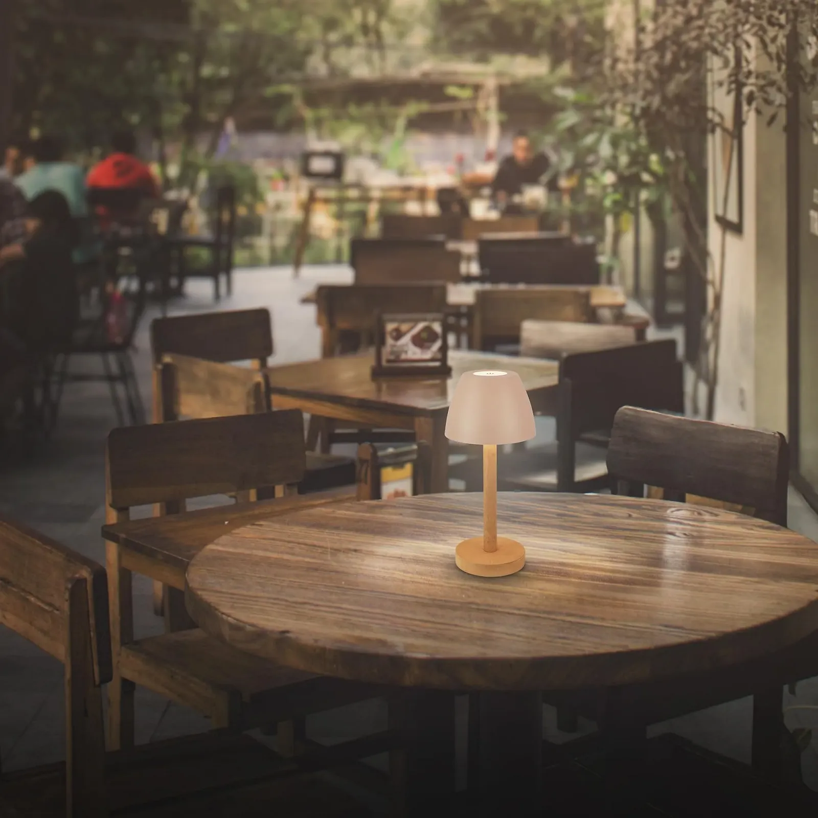 Настольная лампа BRILONER LED Беспроводная IP44 Сенсорная Диммируемая Аккумуляторная 13.5 x 30 см Бежевое дерево, фото №4