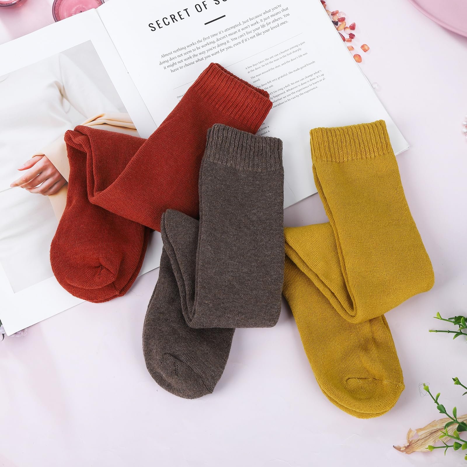 Носки Fadcaer, 3 пары, женские, до колена, мягкие, толстые, удобные, теплые зимние, длинные, свободные, вязаные чулки, размер 4-7, фото №5