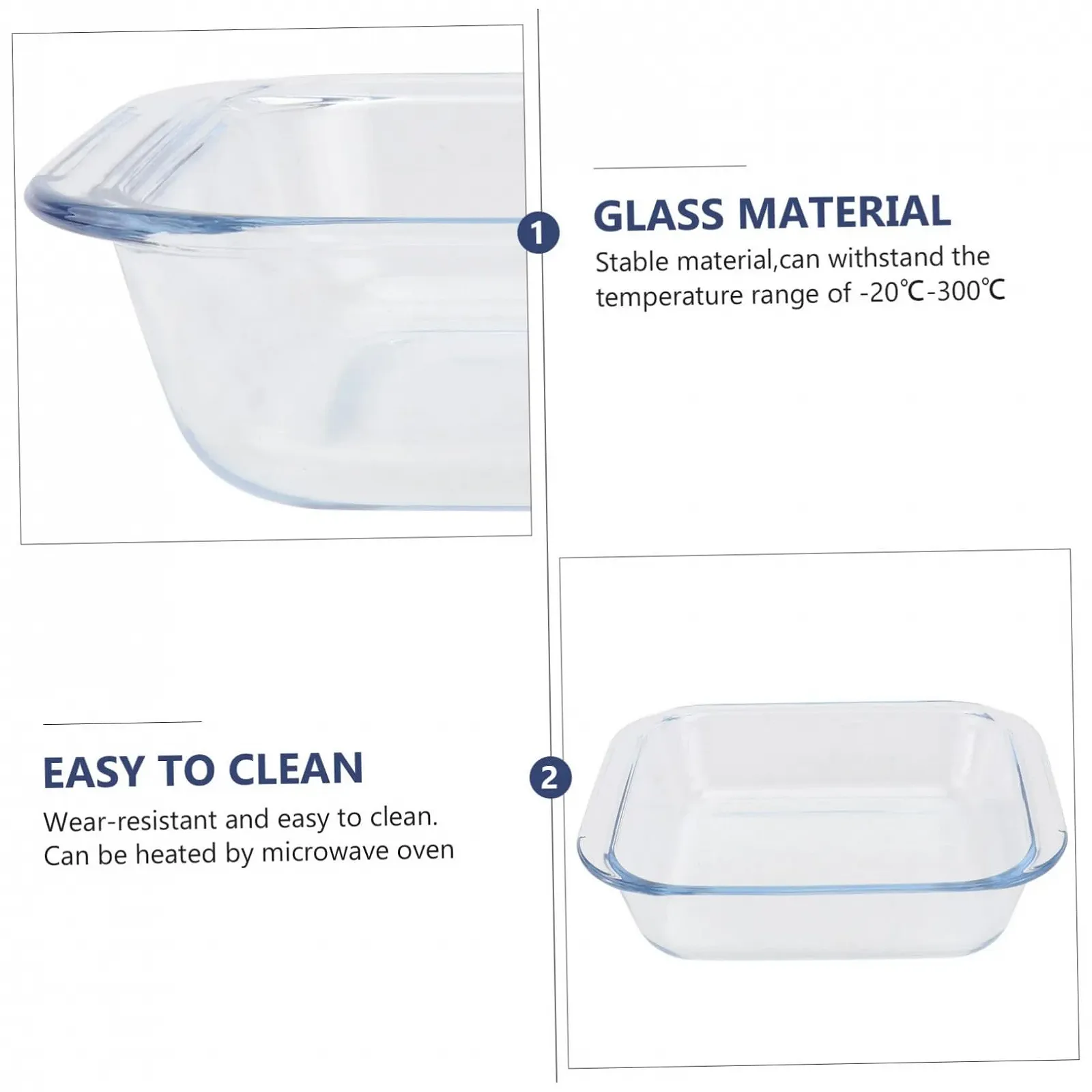 Форма для запікання Sosoport термостійка квадратна скляна, фото №3