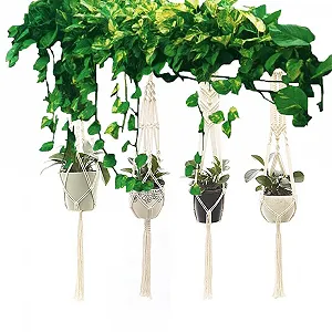 Набір підвісів для рослин Kaxich Macrame 4 шт. Бавовна Білий synthetic.ua - Фото 1