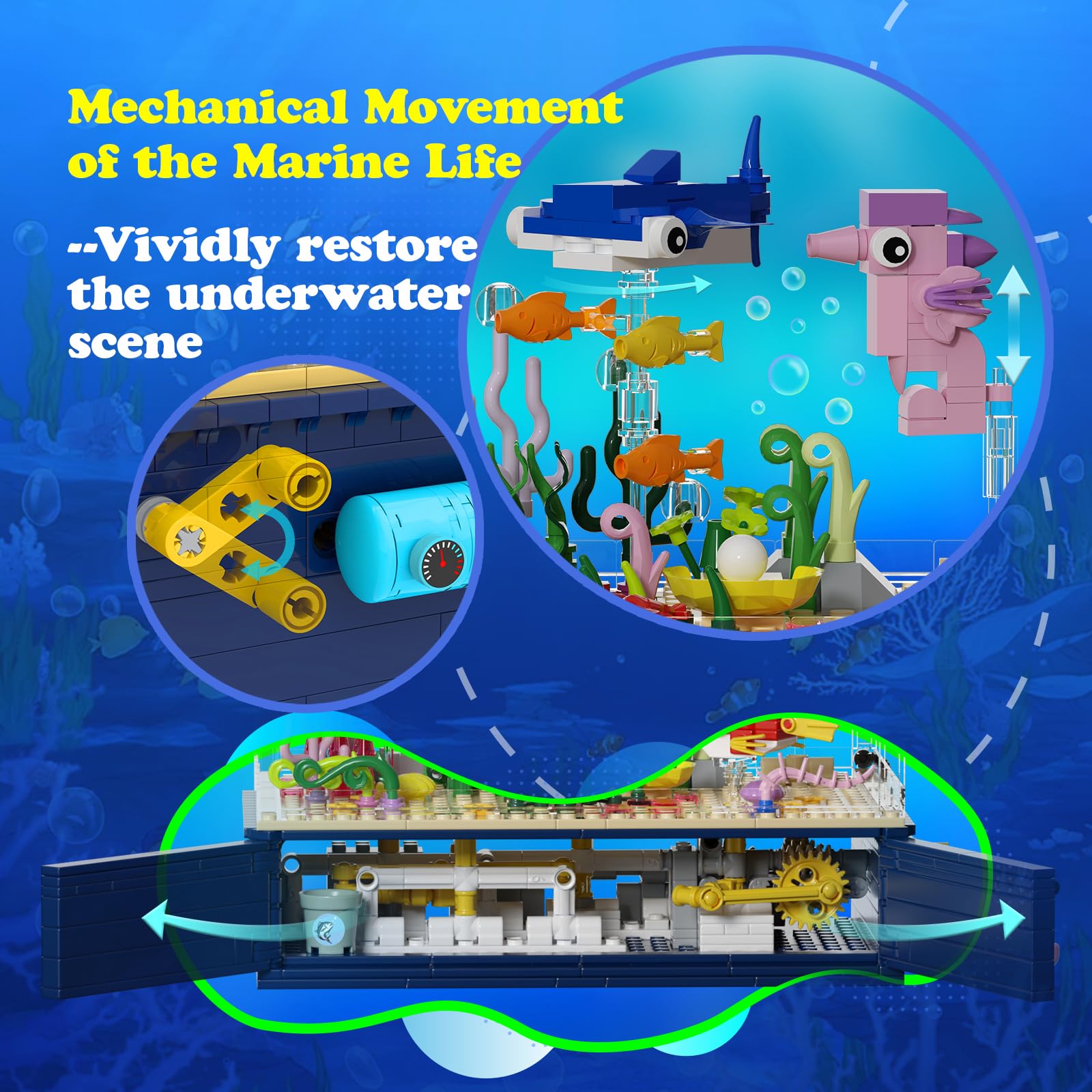 Іграшка-конструктор Millionspring Aquarium Fish Tank з LED підсвіткою 841 шт., фото №6