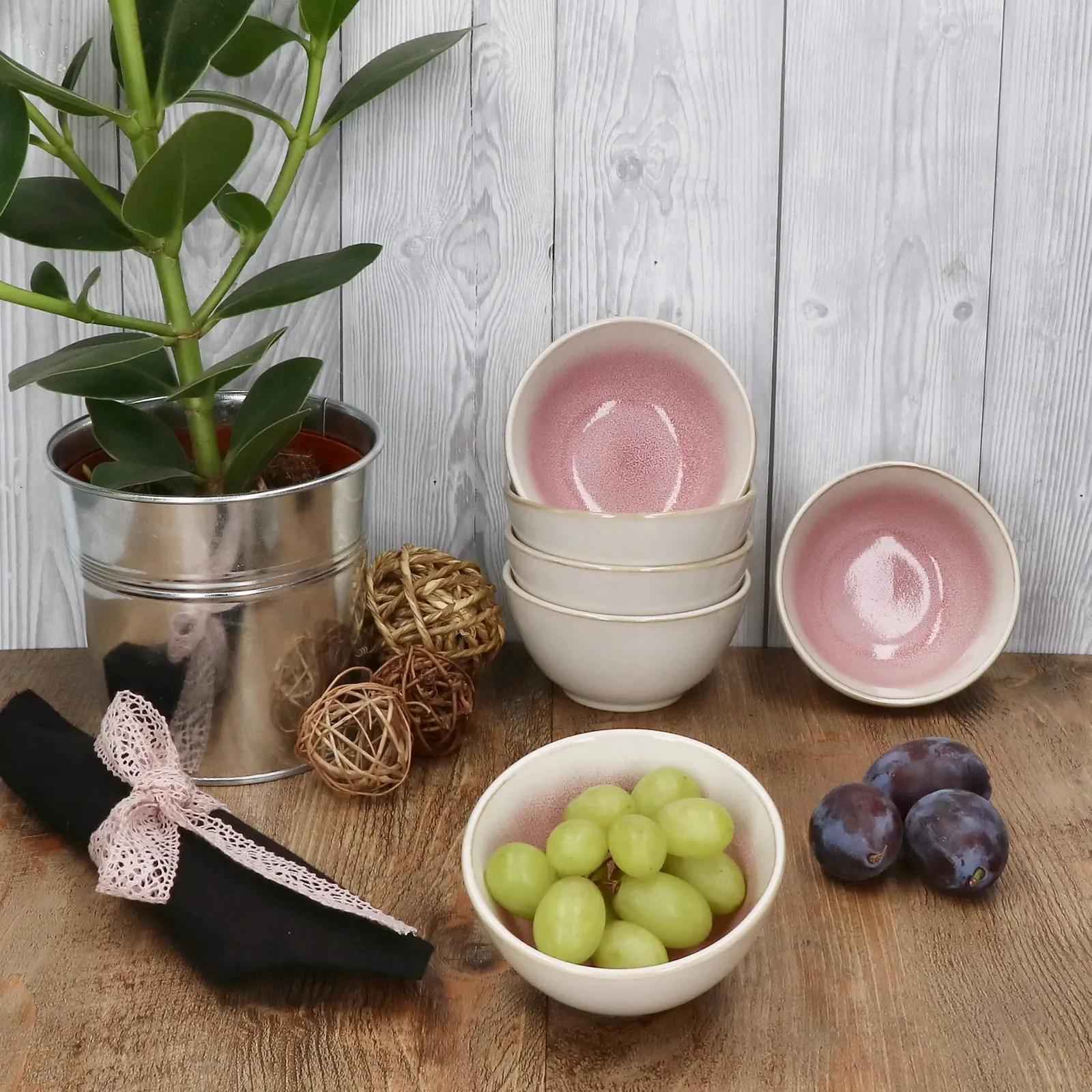 Миска MamboCat Paris 150 мл, кремово-розовая, набор 6 шт., фото №3