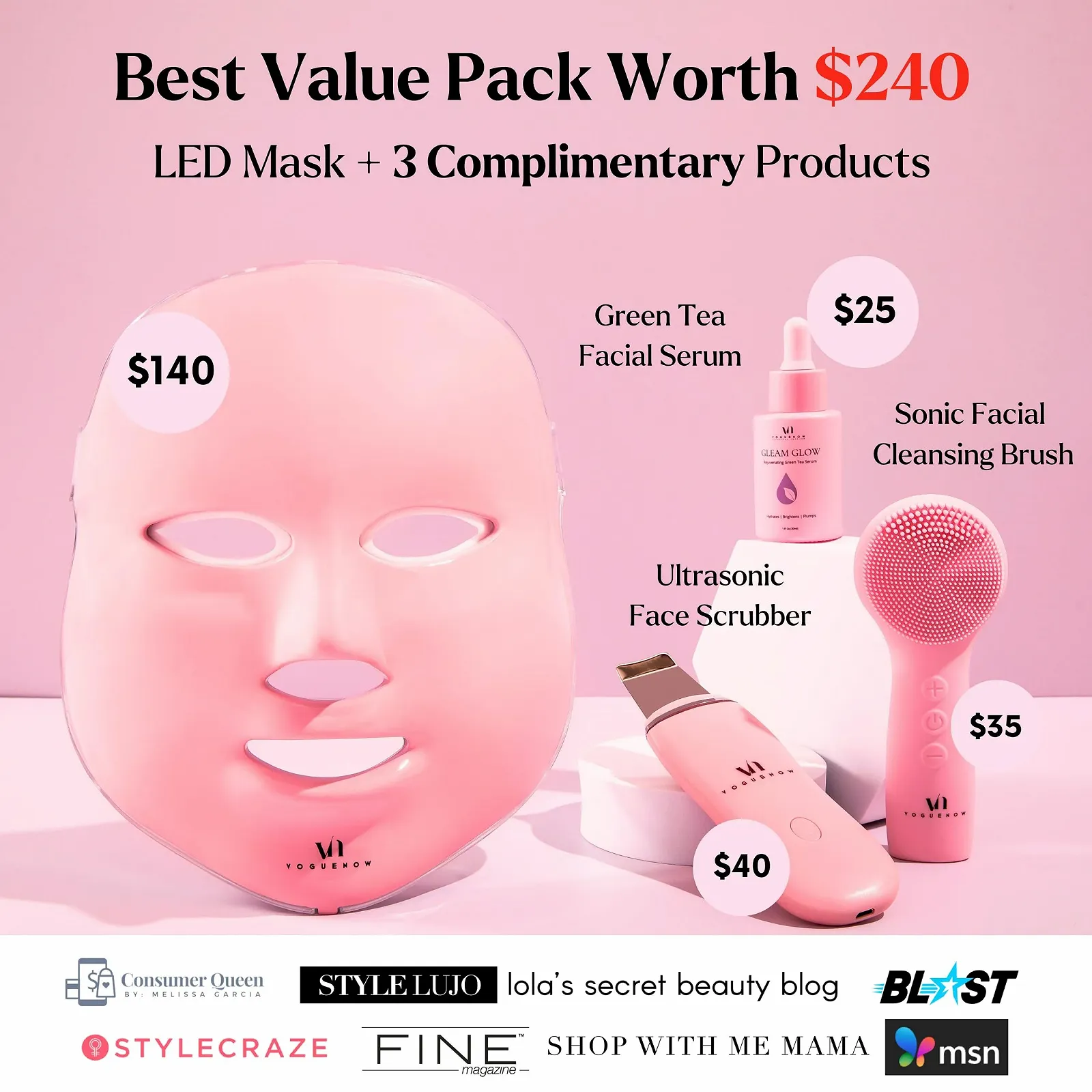 LED Маска для обличчя Premium з червоною світловою терапією Dermglo 1, фото №4