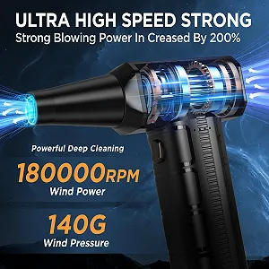 Аккумуляторная воздуходувка FORETOO 180,000 RPM 7500 mAh 3 скорости synthetic.ua - Фото 1