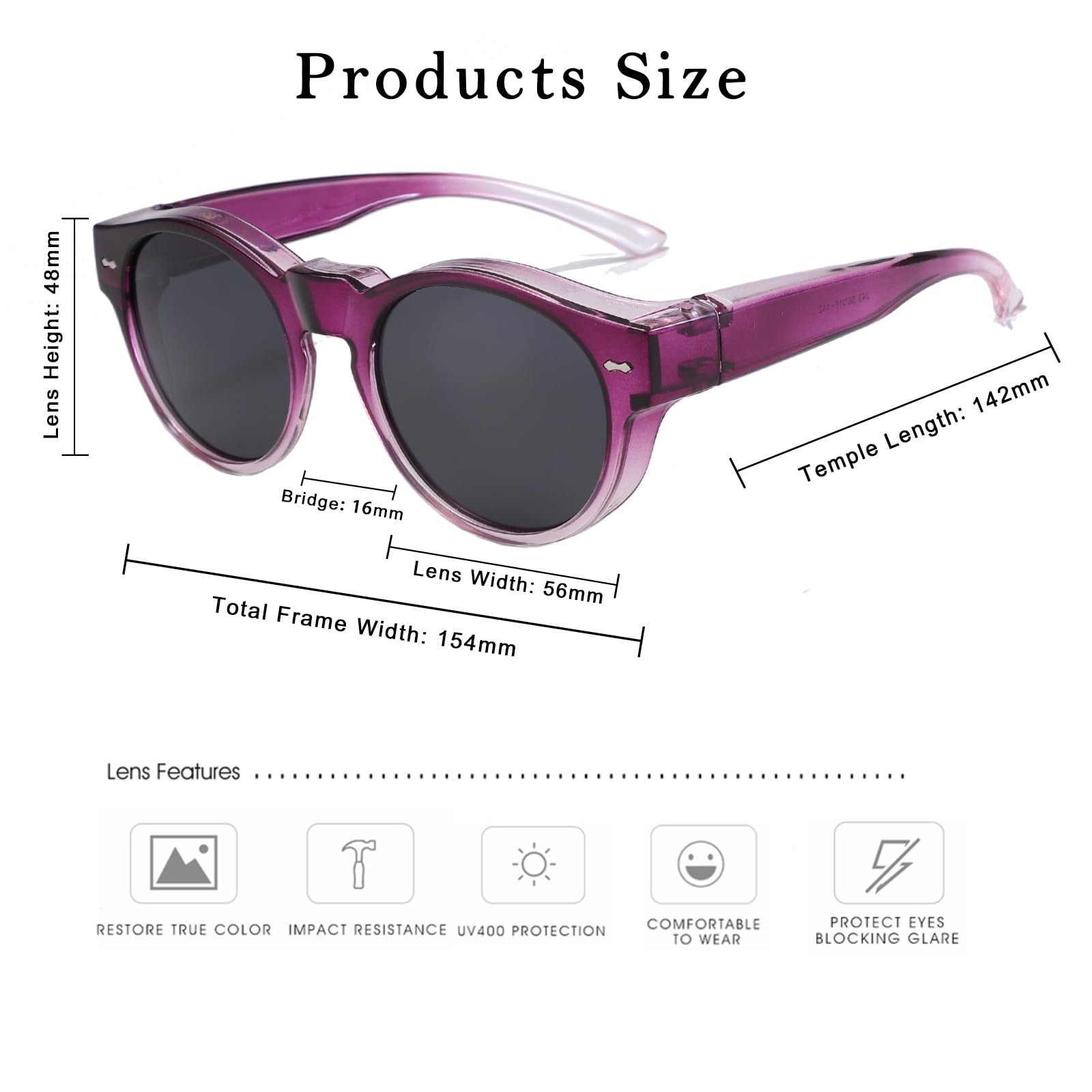 Солнцезащитные очки Long Keeper Polarised Over-Top Женские круглые, фото №3