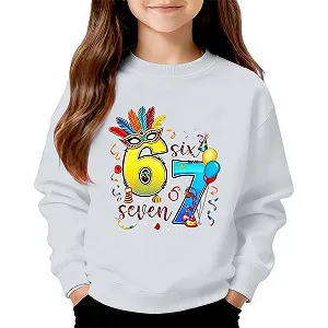 Generisch Детский свитшот унисекс с круглым вырезом, Графика 67 для девочек и мальчиков, уютный дизайн для досуга и школы - Фото 1