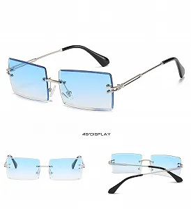 Модные солнцезащитные очки OSAGAMA Маленькие прямоугольные безрамочные для мужчин и женщин synthetic.ua - Фото 1