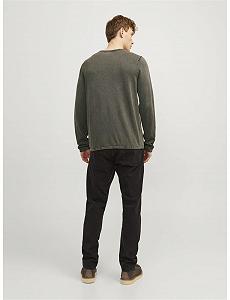 Чоловічий в'язаний джемпер JACK & JONES Однотонний в'язаний джемпер synthetic.ua - Фото 1