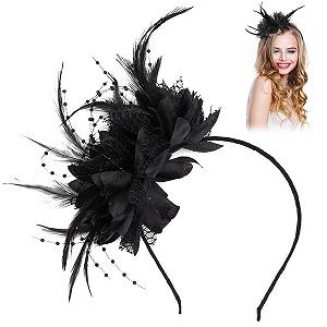 Обруч-федор с бисером и перьями Fascinator для женщин - Фото 1