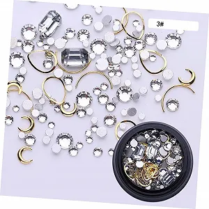 Украшения для ногтей Стразы FRCOLOR 4 коробки, украшения для ногтей, металлические кольца в форме гвоздей, маленькая черная бутылка synthetic.ua - Фото 1