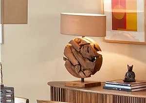 Настільна лампа Bressmer Globe Teak Solid Driftwood Бежевий - Фото 1