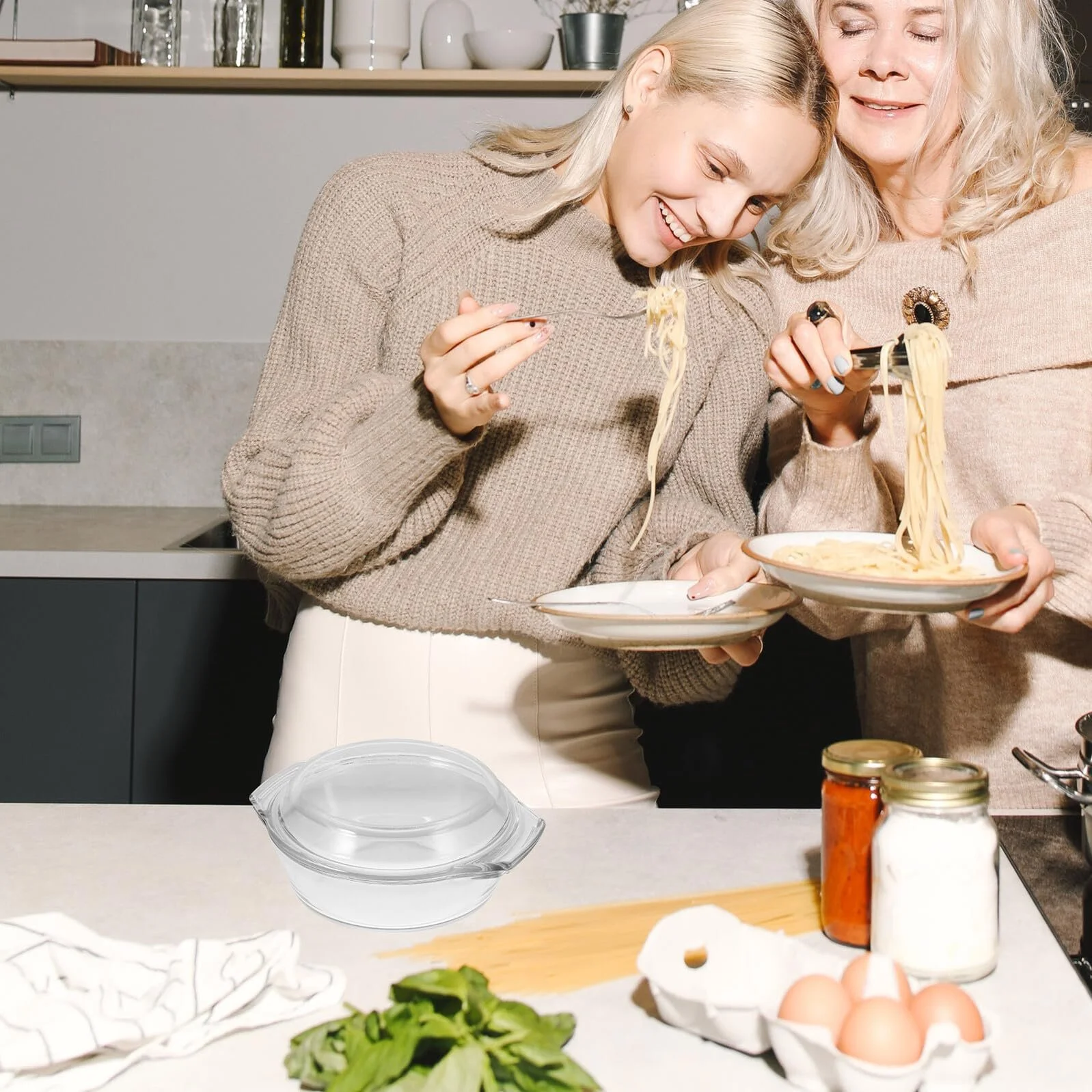 Форма для запекания стеклянная круглая с крышкой и ручками термостойкая, фото №6 Форма для запекания стеклянная круглая с крышкой и ручками термостойкая, фото №6