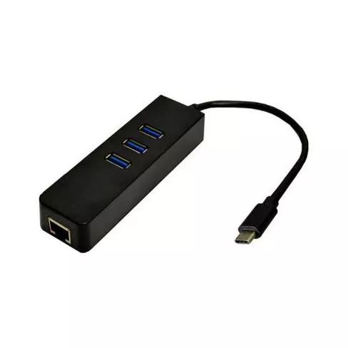 Переходник Dynamode USB 3.1 Type-C RJ45 Gigabit Lan 3*USB 3.0 (USB3.1-TypeC-RJ45-HUB3), фото №1