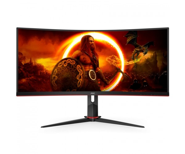 TFT 34" AOC CU34G2XP WQHD VA 180Гц 1мс вигнутий HDMIx2 DPx2 USB колонки чорний, фото №1