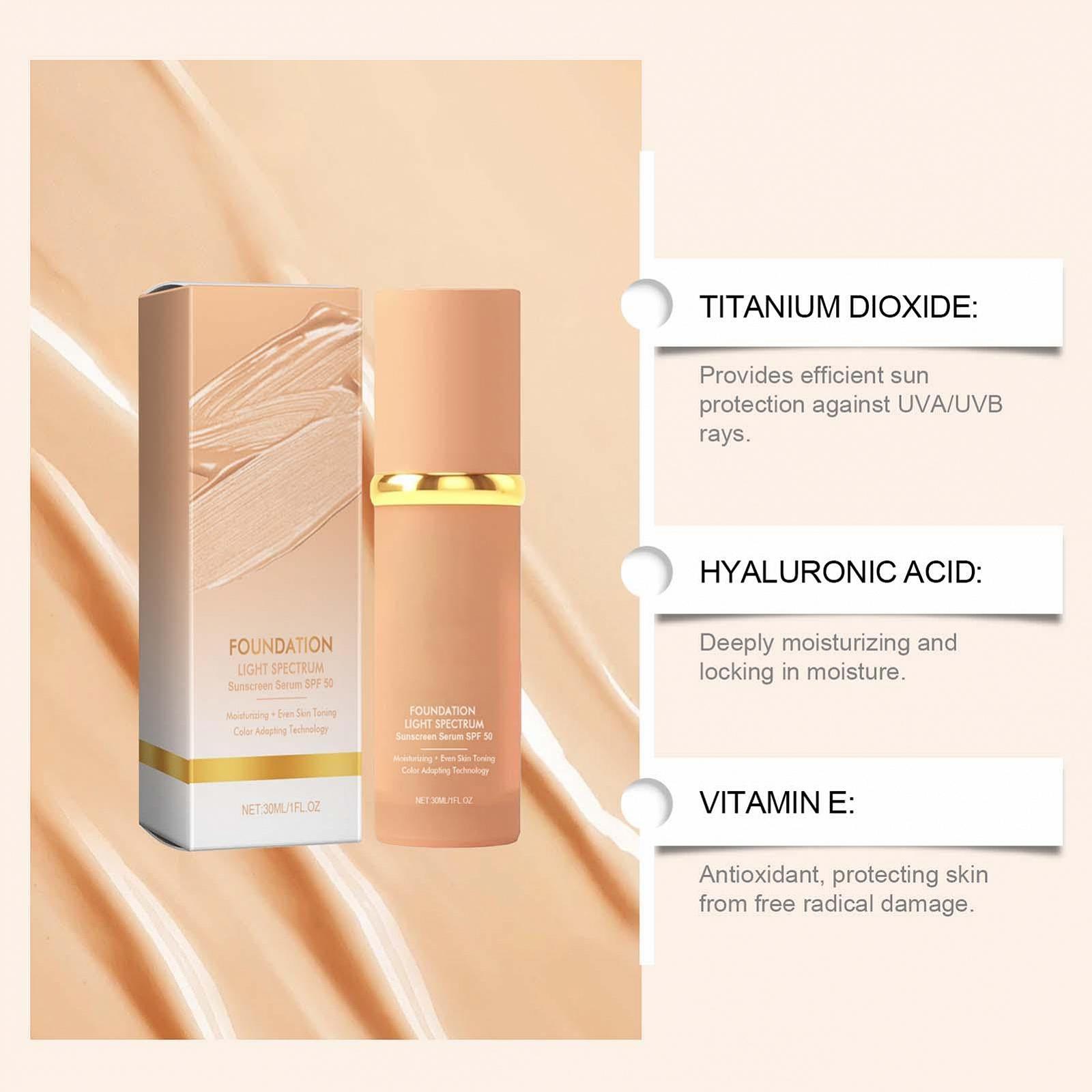 Тональний засіб Рідкий Sun Cream SPF50 Зволожуючої основи Анти-UV 30 мл для Компактного Шкіри Тональний Крем для Макіяжу, фото №4
