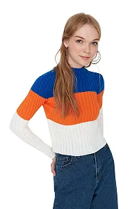 Женский Свитер TRENDYOL Colorblock с высоким воротником synthetic.ua - Фото 1