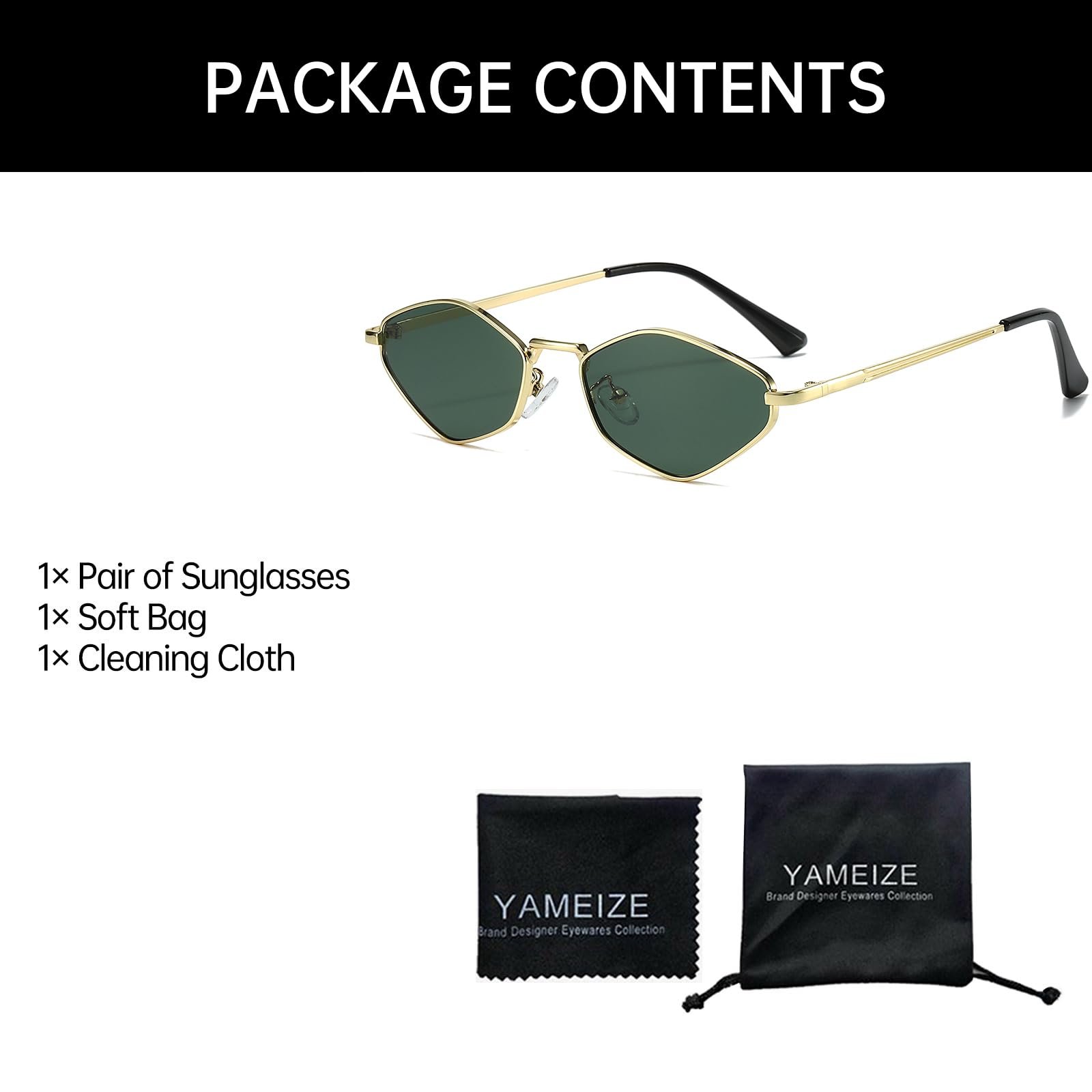 Солнцезащитные очки Шестиугольные YAMEIZE Металл Ретро UV400, фото №6