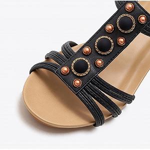 Сандалии на каблуке PU Черный synthetic.ua - Фото 1