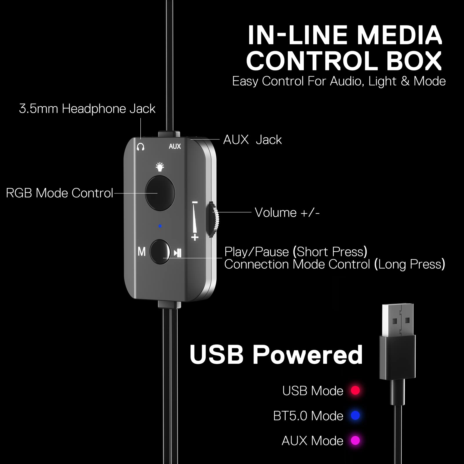 Бездротові колонки Redragon GS590 RGB Desktop 2.0 Channel BT 5.0/USB AUX Enhanced Sound Rhythmic Sync Backlight, фото №7