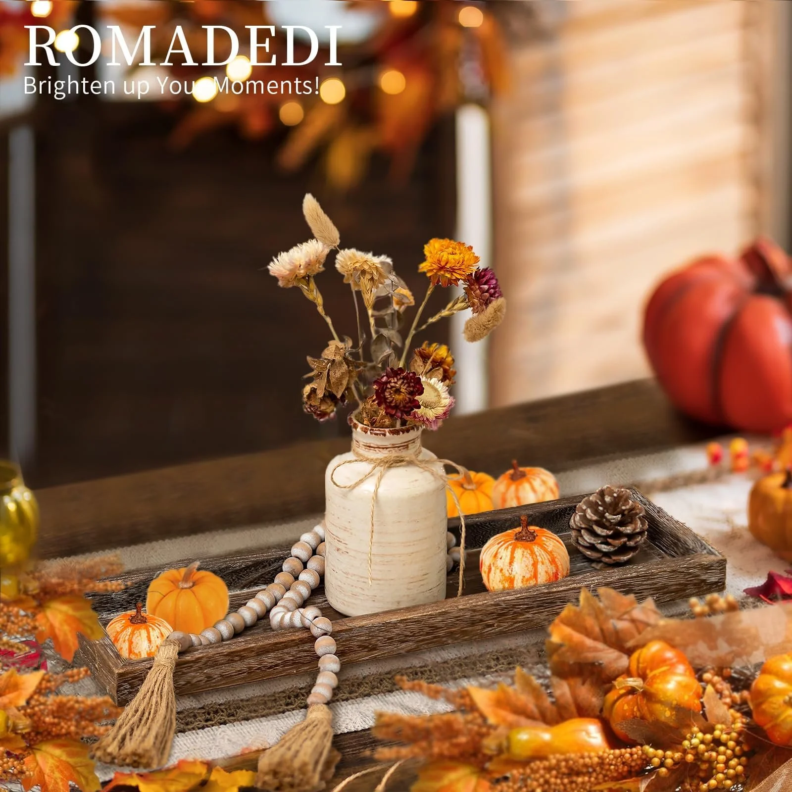 Поднос деревянный прямоугольный Romadedi 43 см, декоративный для свечей, центральный элемент стола., фото №8 Поднос деревянный прямоугольный Romadedi 43 см, декоративный для свечей, центральный элемент стола., фото №8