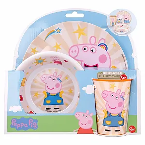 Набор посуды Peppa Pig Kindness Counts (тарелка, миска и чашка 260 мл) Stor Estándar Melamine Colourful synthetic.ua - Фото 1