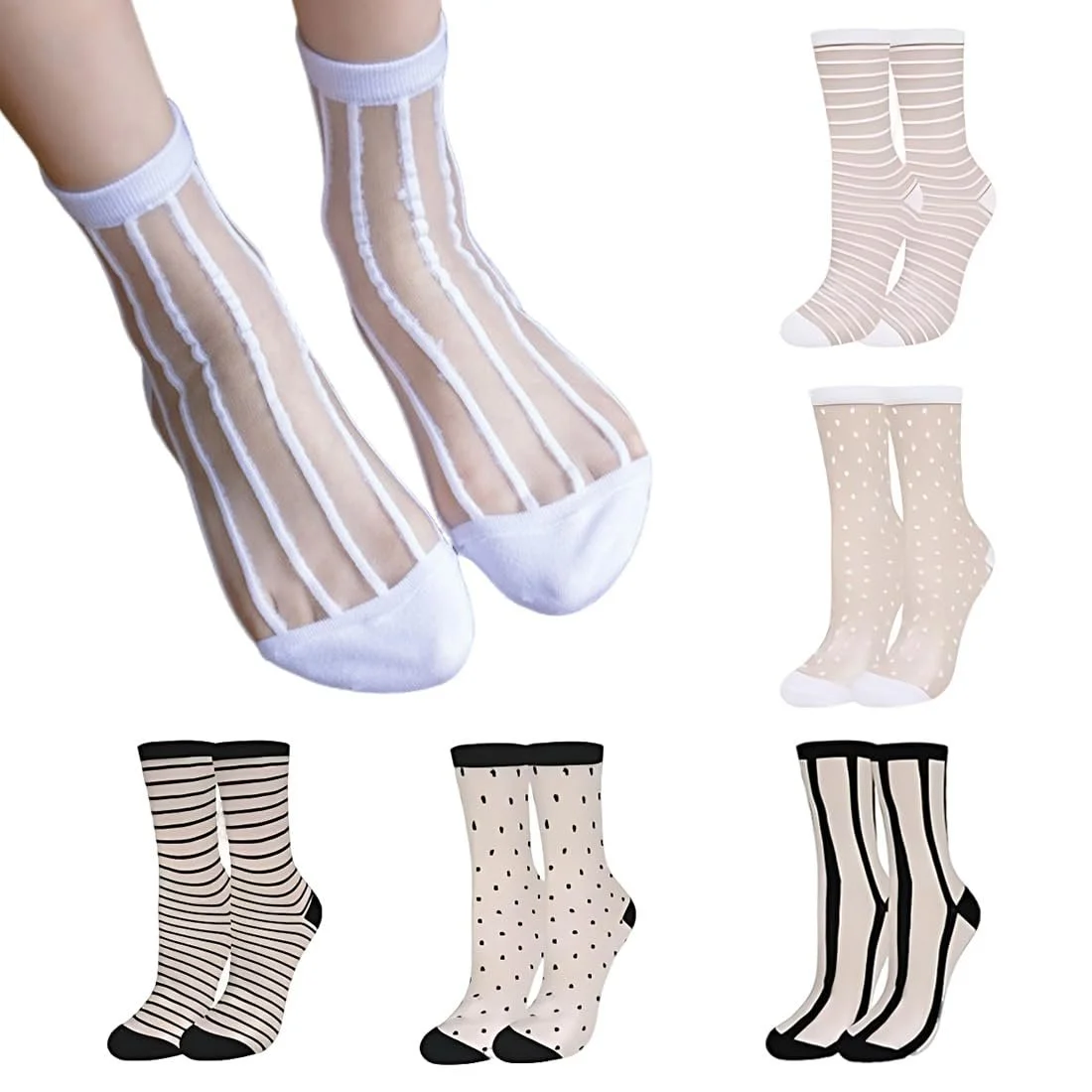 Шкарпетки жіночі прозорі в сіточку Habni, 6 пар, універсальний розмір, фото №1