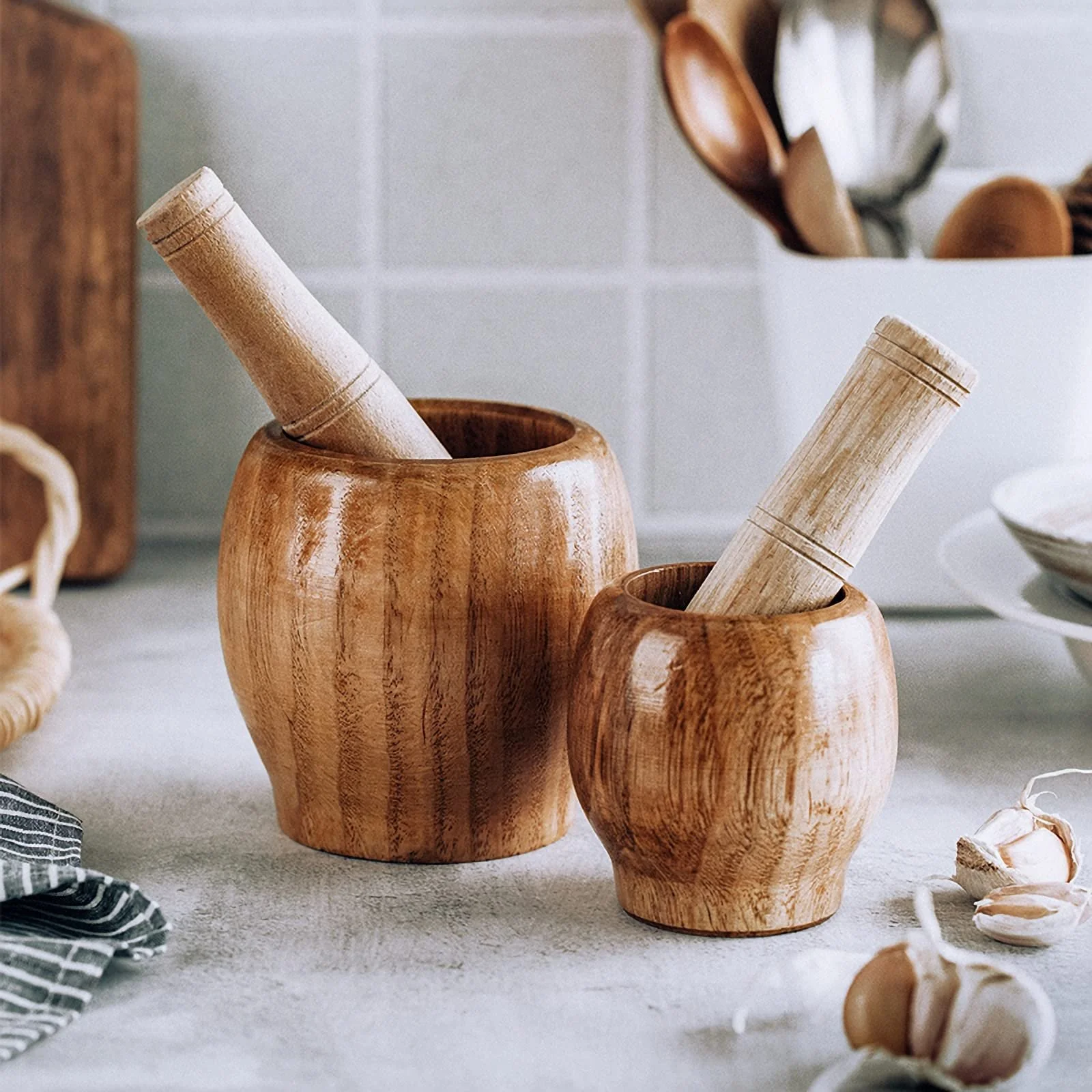 Ступка з товкачиком дерев'яна, фото №2