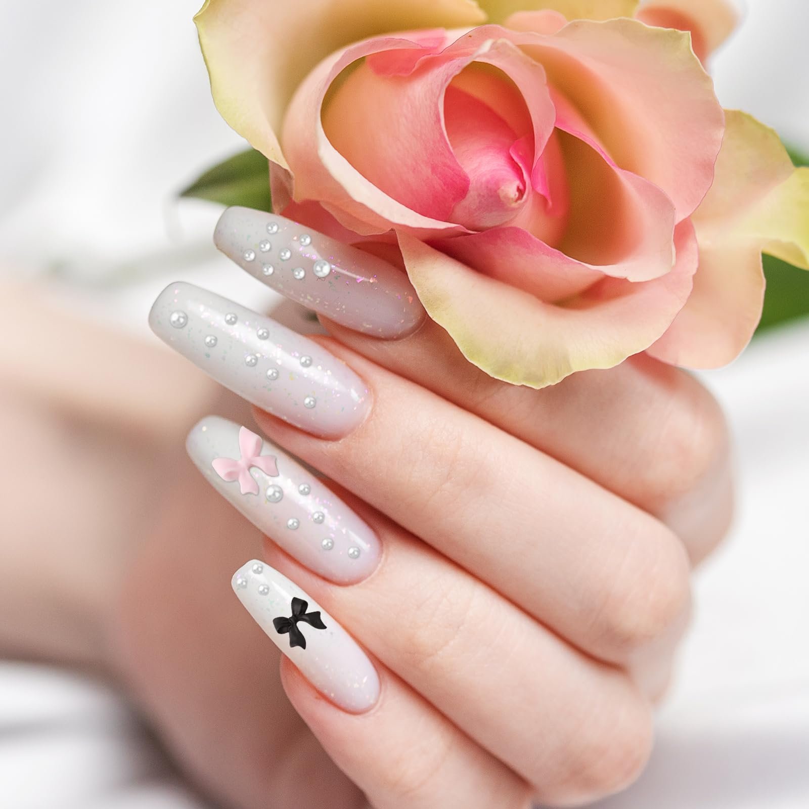 Підвіски для нігтів Bow Knot, різнокольорові, стрази, кришталеві, фото №5