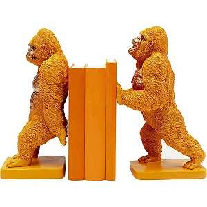 Книжкові тримачі Gorilla Design (набір з 2) Помаранчевий Тварина Декоративний об'єкт Ручна робота Розписні прикраси для полиць - Фото 1