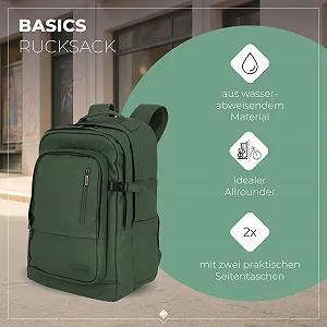 Рюкзак Travelite Basics 15.6 дюймів 28 л Оливковий synthetic.ua - Фото 1
