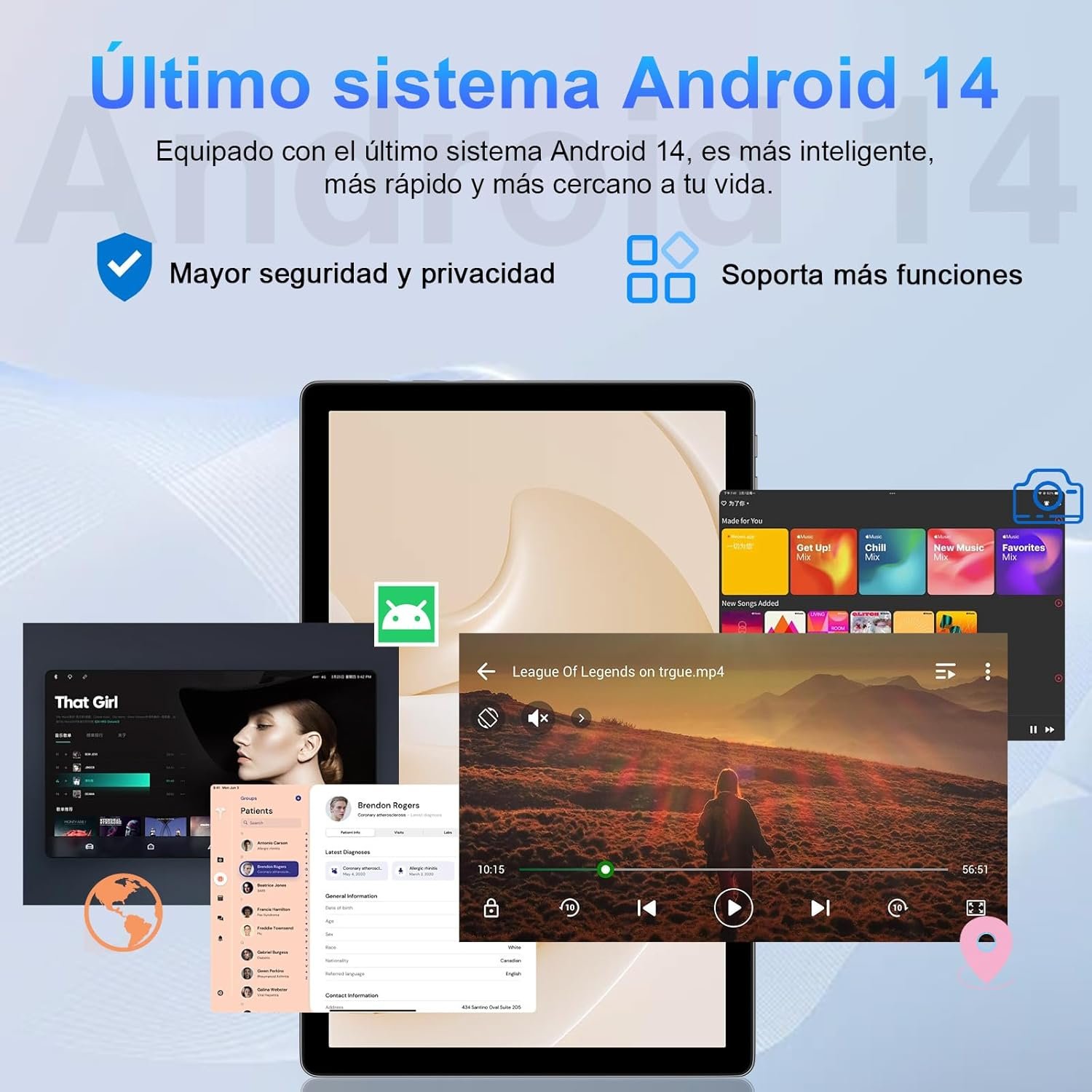 Планшет 10" Full HD SUAAT S3 6+14/128Gb 8 ядер Android 14 6000 mAh Сірий, фото №2 Планшет 10" Full HD SUAAT S3 6+14/128Gb 8 ядер Android 14 6000 mAh Сірий, фото №2