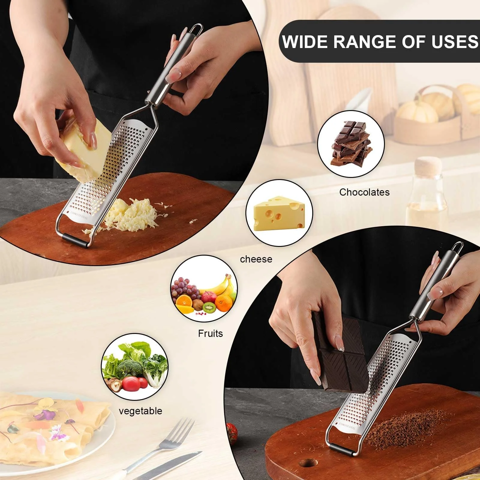 Терка для сиру з нержавіючої сталі 304 Срібна, фото №4