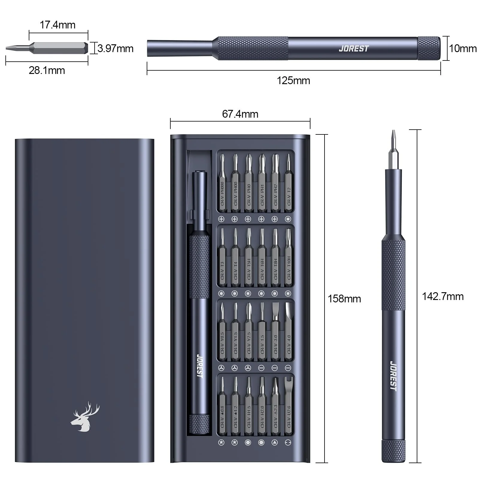 Набір прецизійних викруток JOREST 25 в 1, кишеньковий, фото №2