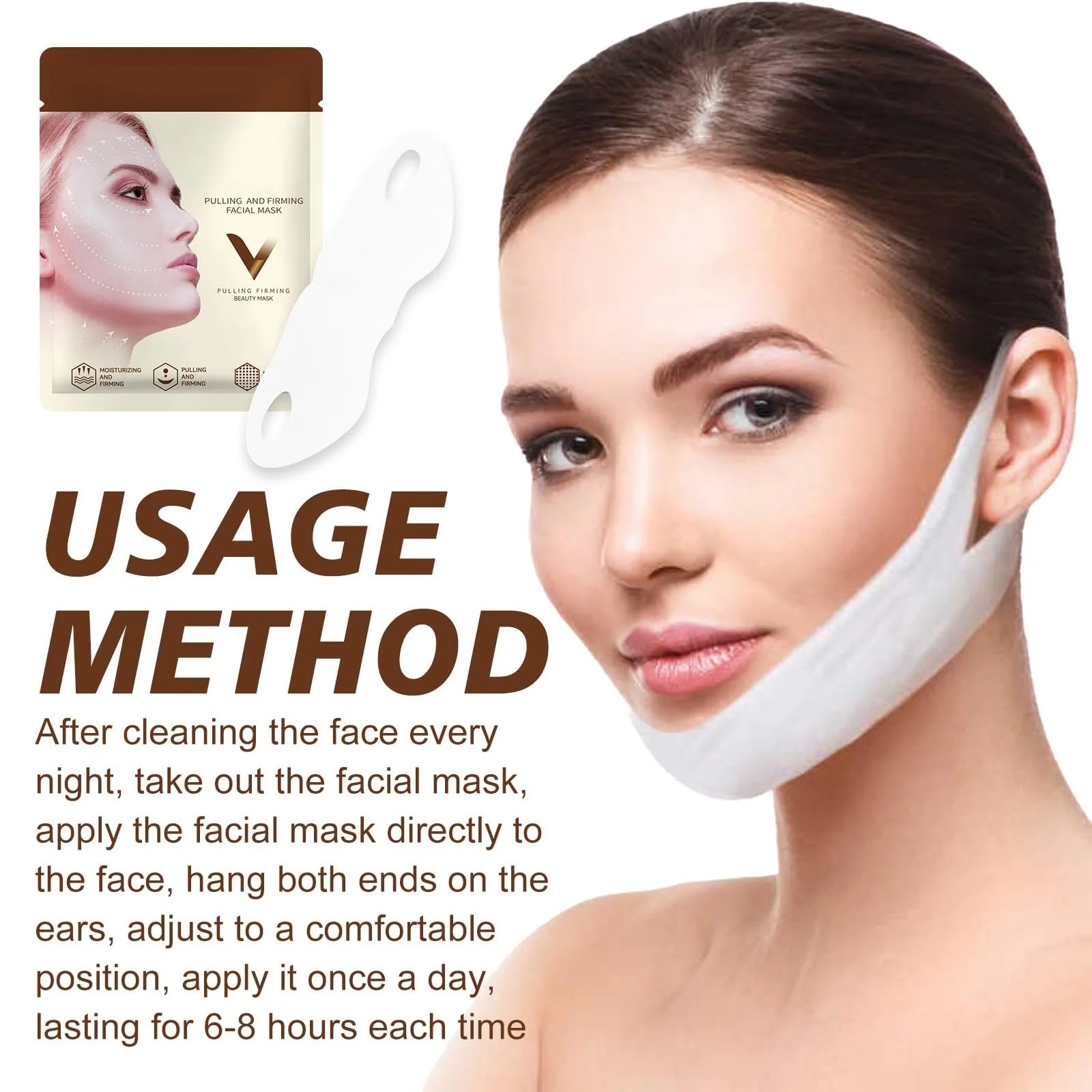 Маска для підтяжки V-лінії Чорний Чай, для зменшення подвійного підборіддя, фото №7