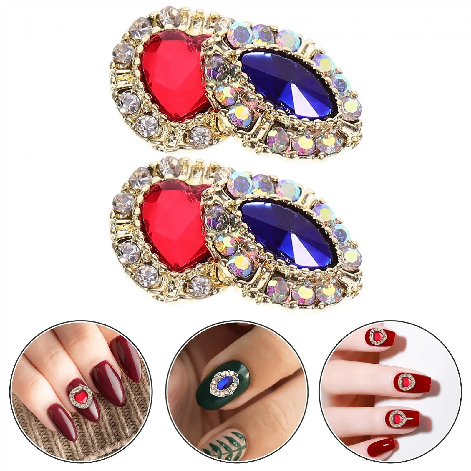 Украшения для ногтей FOMIYES 10 шт, сердечки, камни для ногтей, фото №8