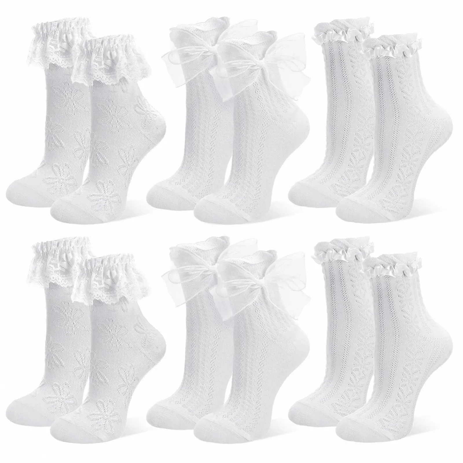 Шкарпетки з оборками (6 пар) Білі 37-43, фото №1