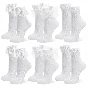 Шкарпетки з оборками (6 пар) Білі 37-43 - Фото 1