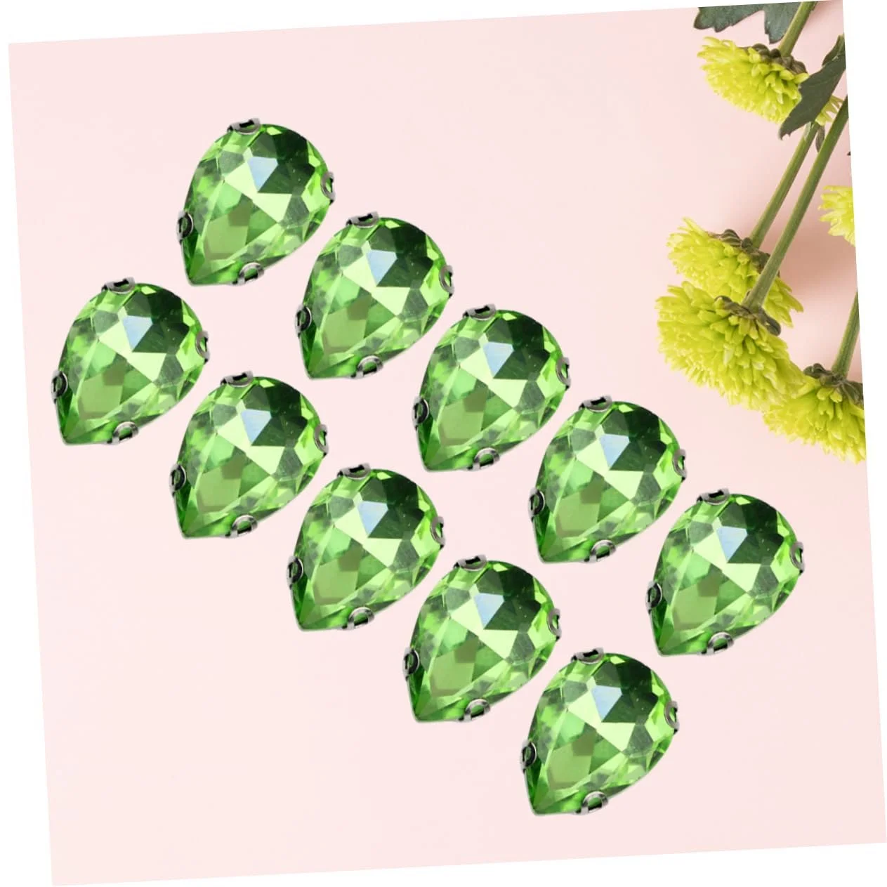 Стразы Капля Tofficu для одежды, зеленые, 50 шт, фото №5