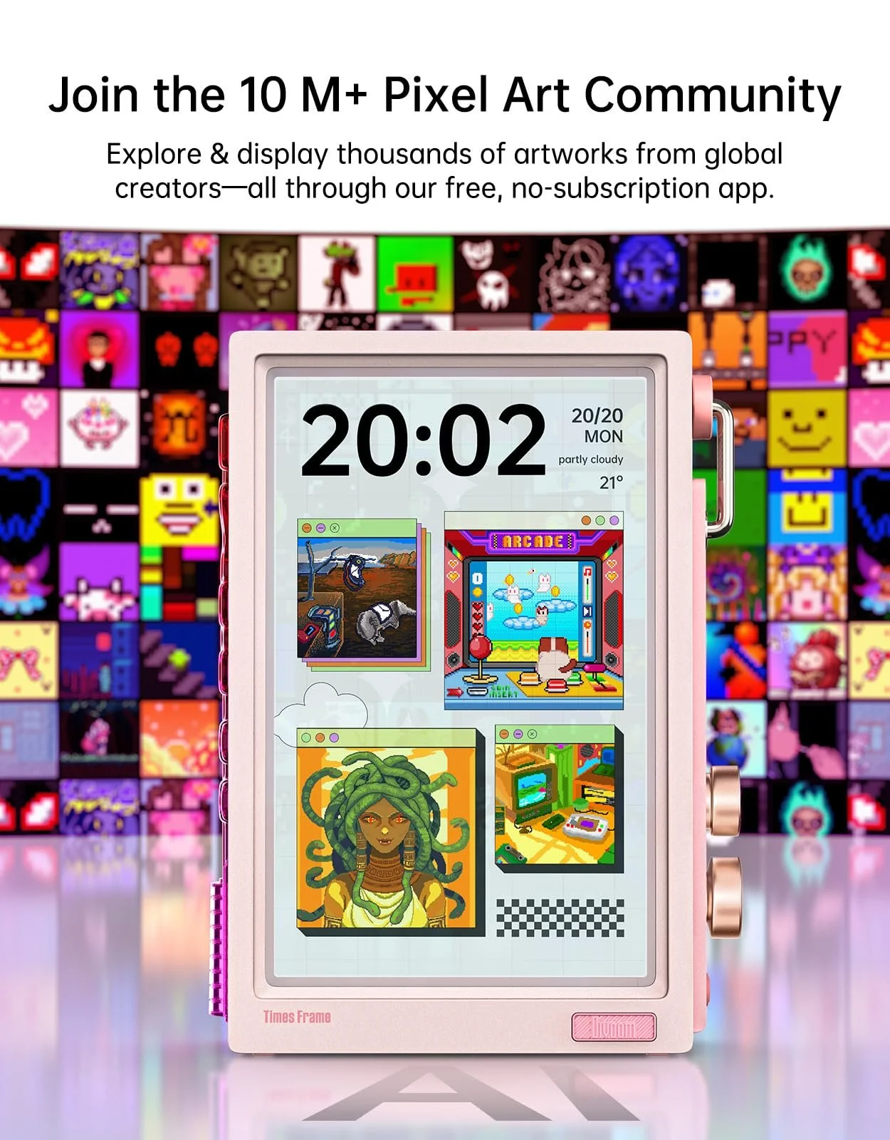 Цифровая фоторамка Divoom Times Frame 10.1-Zoll WiFi 64 GB IPS Rosa, фото №2