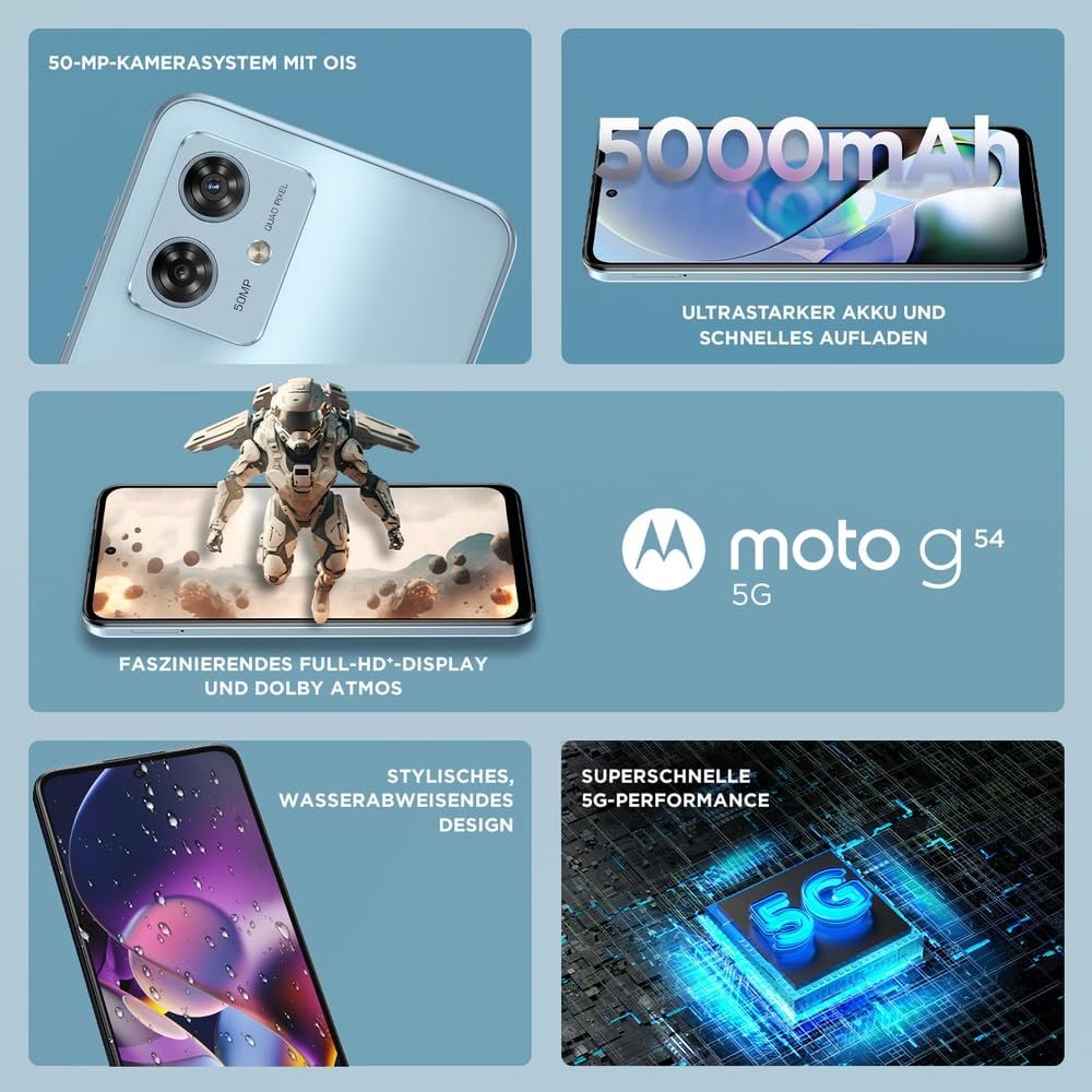 Смартфон Motorola Moto g54 5G 8/256GB PAYT0032SE Світло-блакитний, фото №8 Смартфон Motorola Moto g54 5G 8/256GB PAYT0032SE Світло-блакитний, фото №8
