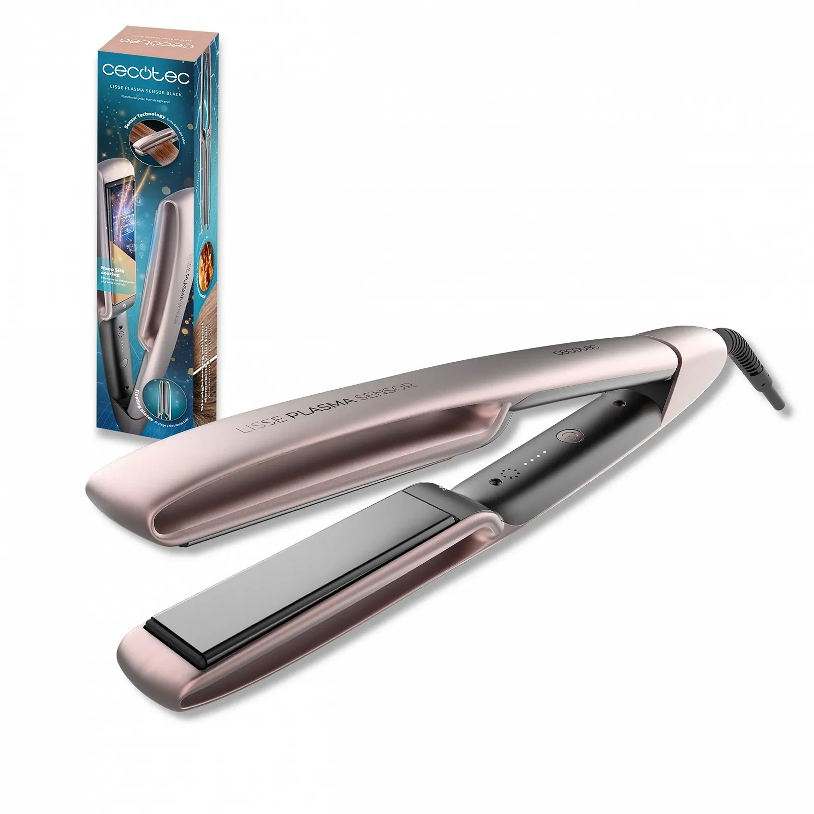 Выпрямитель для волос Cecotec Lisse Plasma Sensor Интеллектуальный датчик Подвижные пластины Технология Plasma Покрытие NanoSilk 160-220°C Черный Термоизолированный наконечник, фото №1 Выпрямитель для волос Cecotec Lisse Plasma Sensor Интеллектуальный датчик Подвижные пластины Технология Plasma Покрытие NanoSilk 160-220°C Черный Термоизолированный наконечник, фото №1